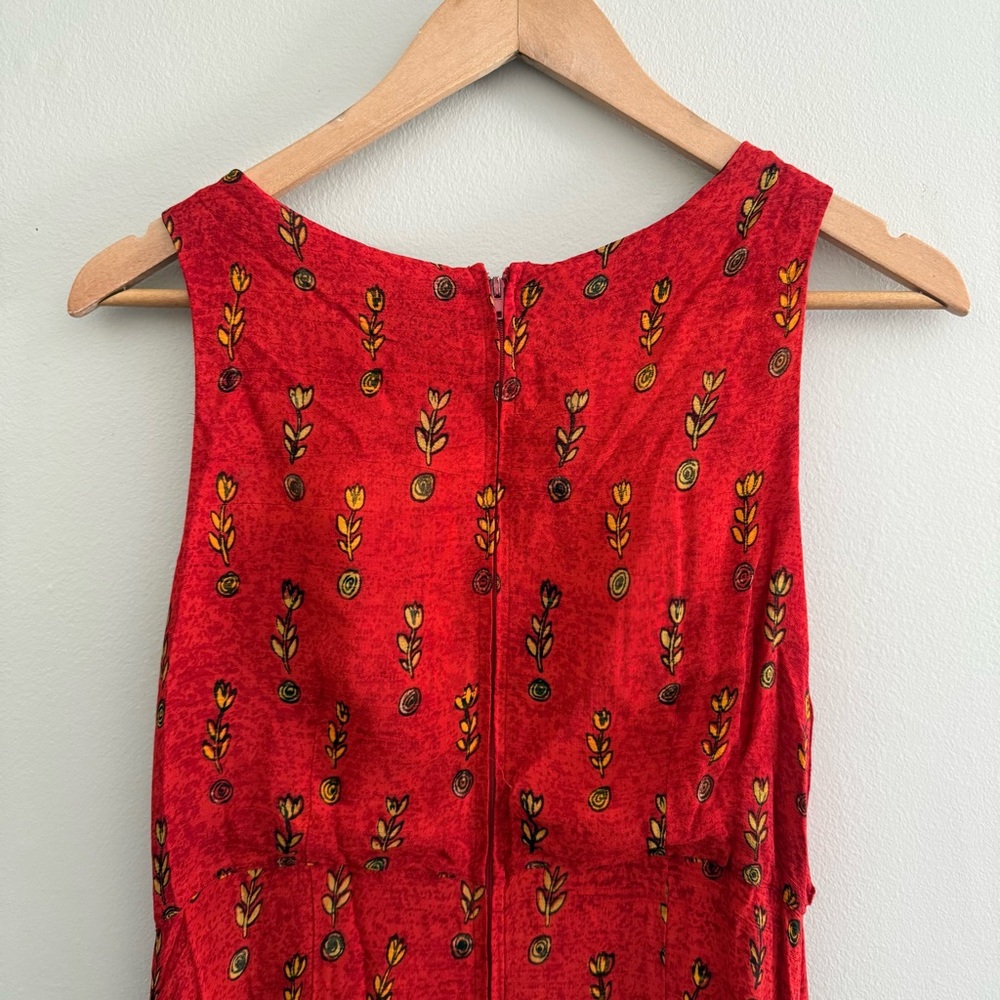 Vintage 90s Red Sleeveless Floral Summer Dress size 8 - Picture 7 of 9